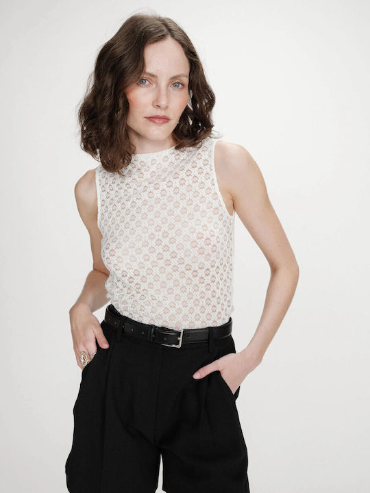 Women's Cotton Sleeveless White Blouse
