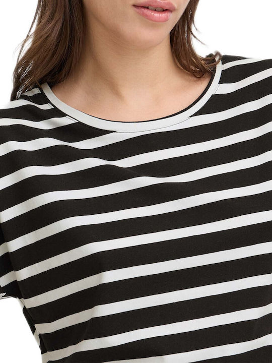Γυναικείο T-shirt Ριγέ Μαύρo