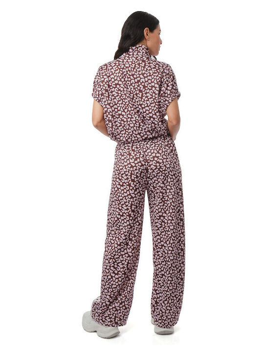 Καφέ Σετ Παντελόνα Ζακέτα Animal Print Ρίγες