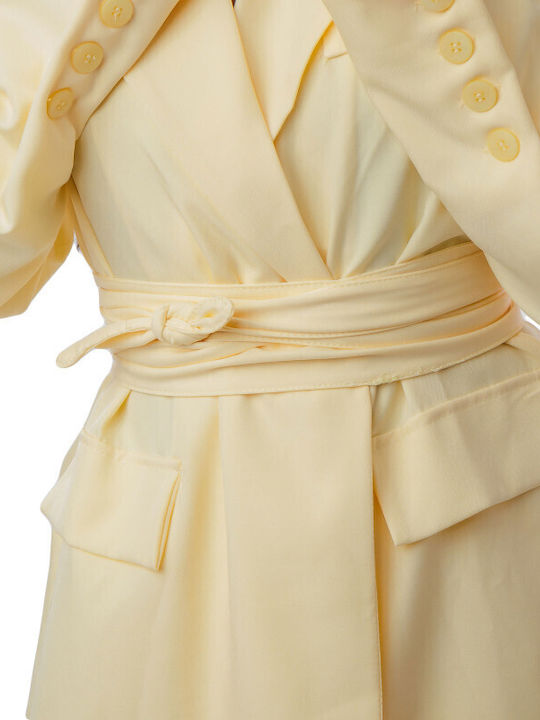 Yellow Set Wide-Leg Trousers Jacket