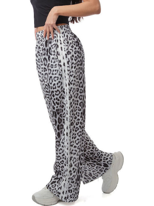 Pantaloni Largi Albi Animal Print Dungi