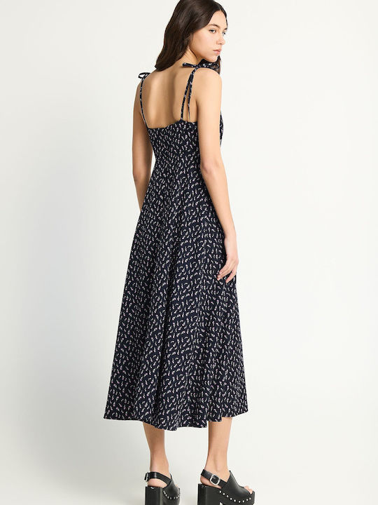 Summer Midi Floral Dress FBL013-106-13-Navy