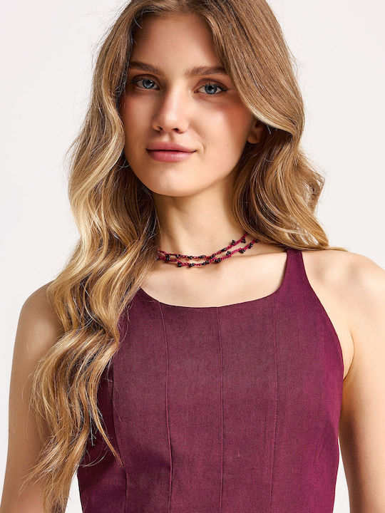 Summer Mini Dress Burgundy