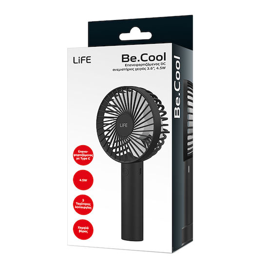 Life Be.cool Wiederaufladbarer Dc Handventilator 3.6” 4.5w