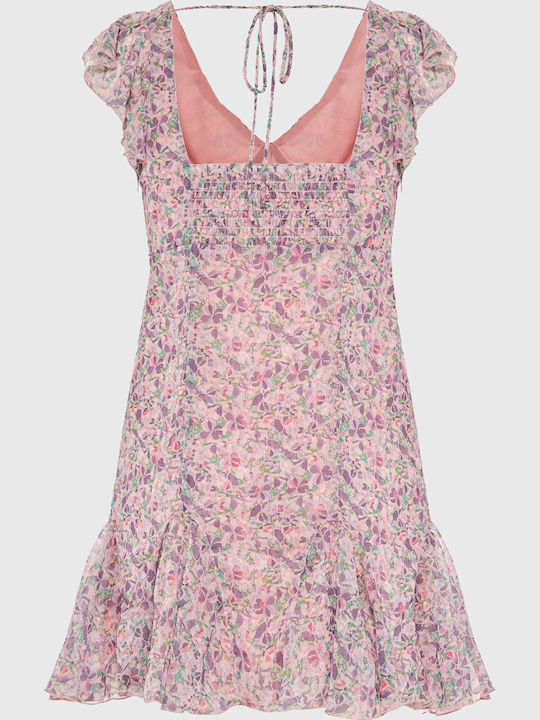 Summer Mini Dress with Ruffles Lilac FBL013-124-13-Lilac