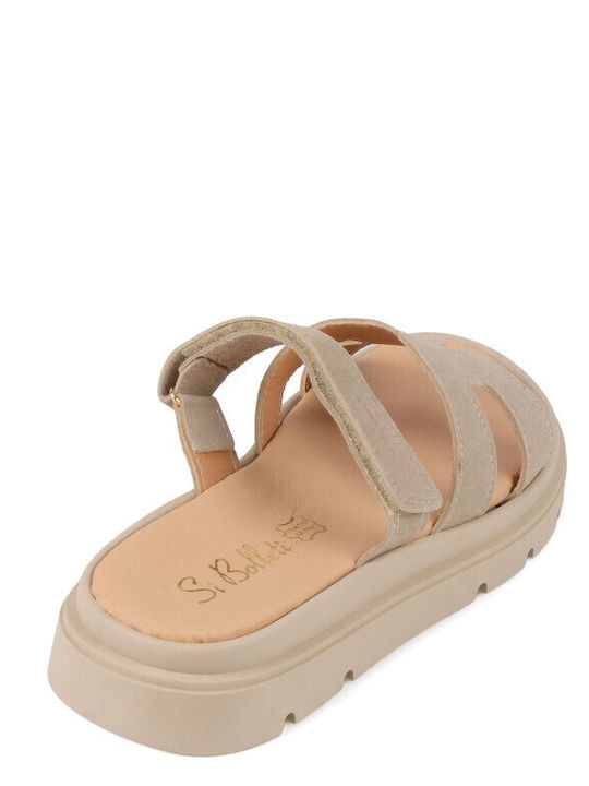 Leather Women's Flat Sandals Flatforms Brown
