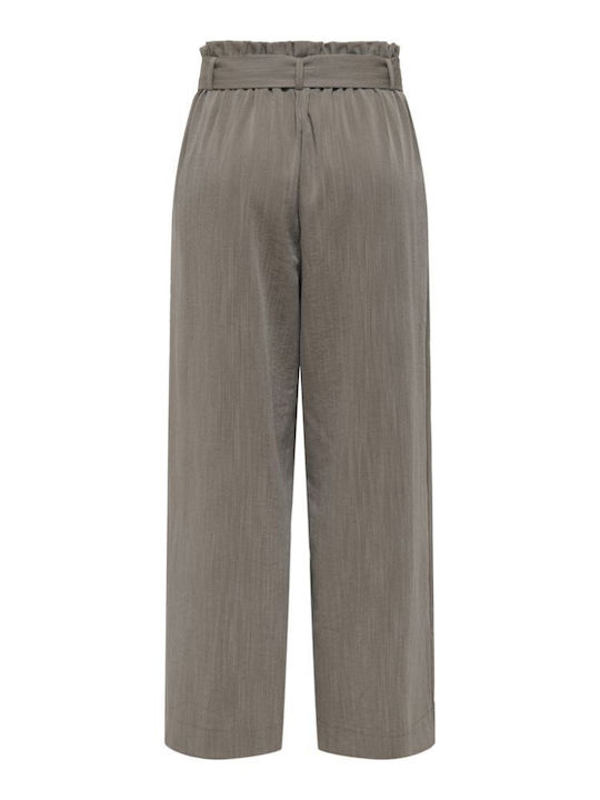 Women's High Rise Fabric Flared Trousers in Paperbag Fit Cigar