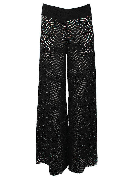 Damen Stoffhose Ausgestellt Schwarz
