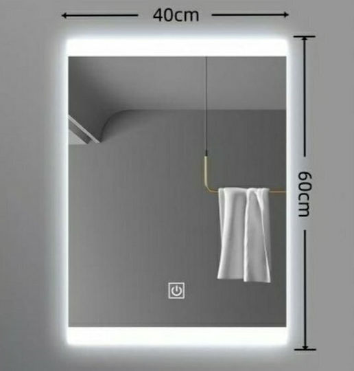 Smart Правоъгълен Огледало За Баня LED Touch 60x40см