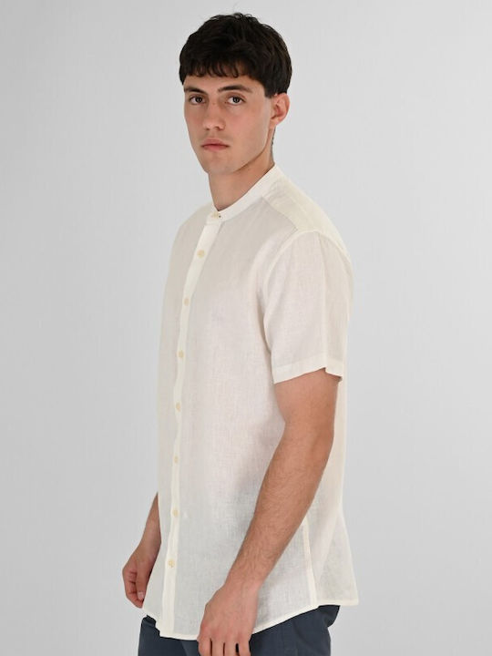 Short Sleeve Linen Shirt White