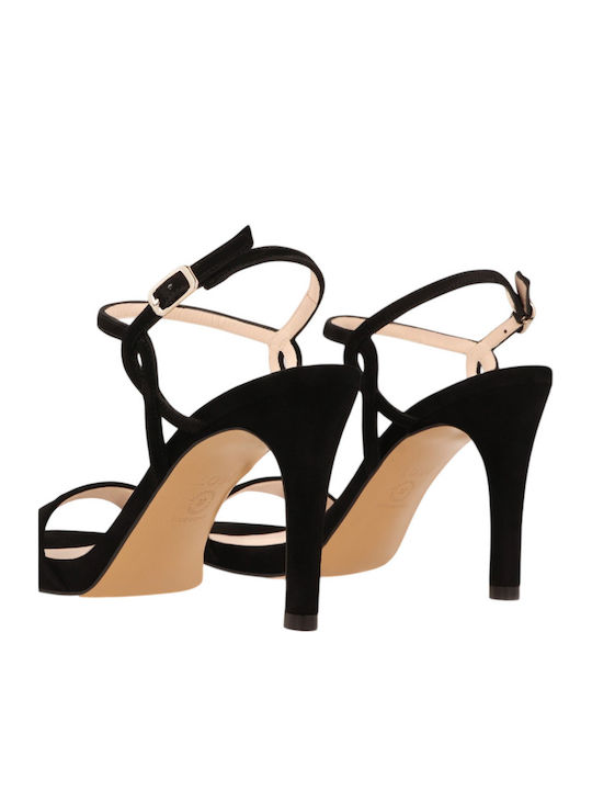 Suede Black Sandals