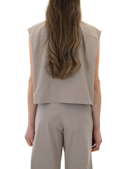 Moutaki Sleeveless Women's Shirt Beige