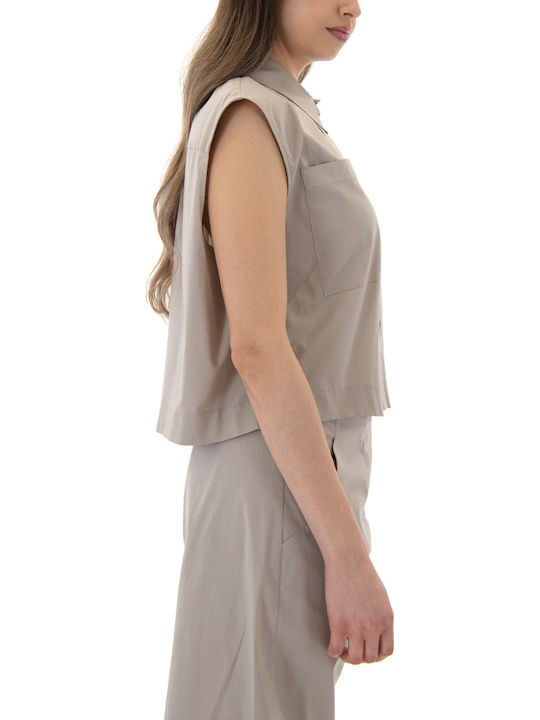 Sleeveless Women's Shirt Beige