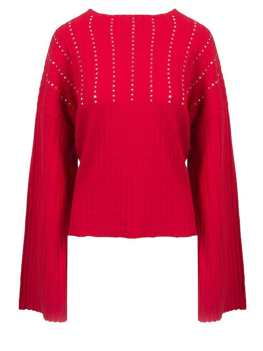 Women's Long Sleeve Sweater Cotton Red