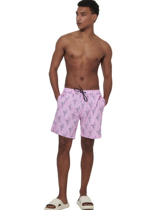 Men's Swimwear Shorts Pink with Patterns