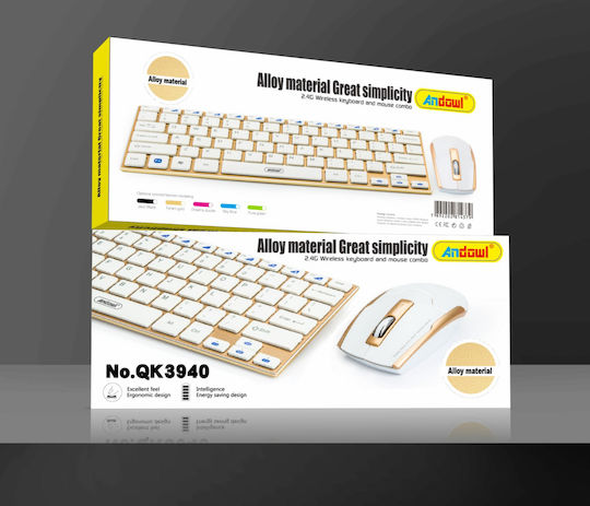 Andowl Tyrant God Set Tastatură și Mouse Fără Fir Engleză SUA Gri