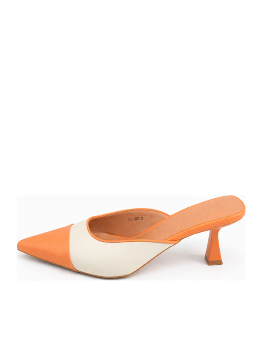 Mules With Thin High Heel In Orange Colour SB-C-788-26ML-PORTO