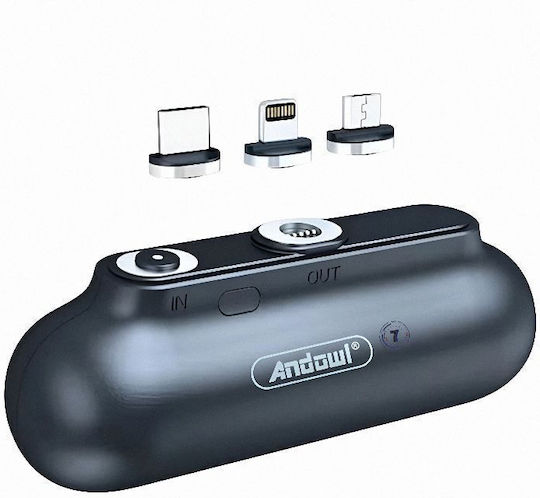 Andowl Mini 7019-3 Power Bank 5000mAh Μαύρο