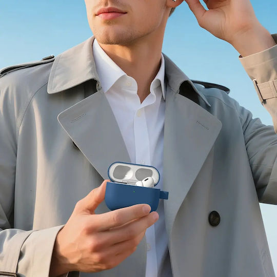 AmazingThing Θήκη Δερμάτινη με Γάντζο σε Μπλε χρώμα για Apple AirPods Pro 3