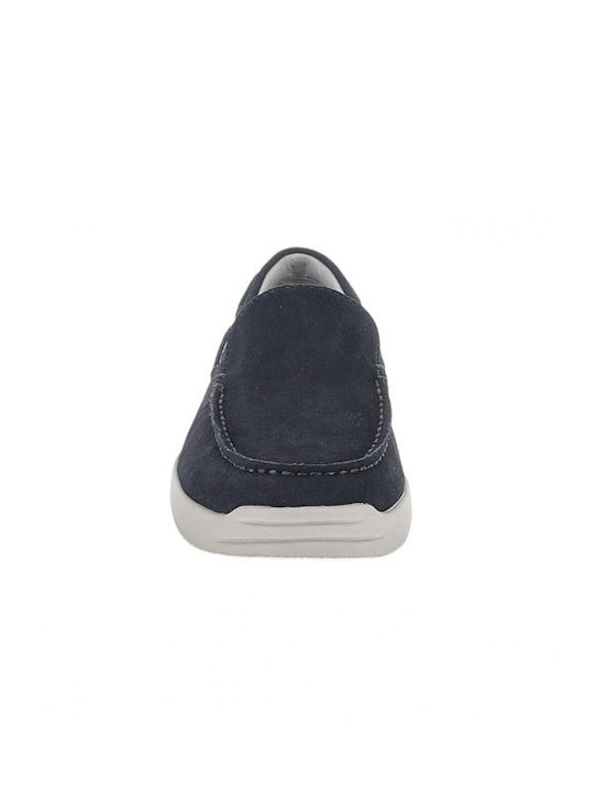 Suede Men's Moccasins in Blue Color