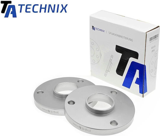 15mm Car Wheel Spacers Smart 451 Lip Ta Technix 3x112 Bolt Pattern Center Φ57.1 Mm Al 6065 Silver 2 Pieces 3112-15p