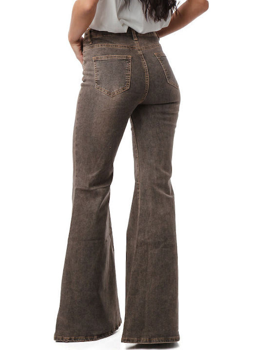 Women's Flared Brown Jean Pants