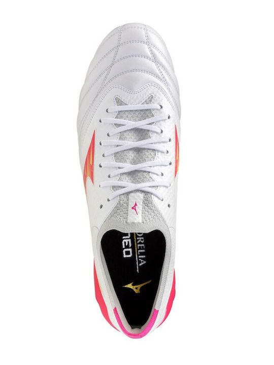 Mizuno Morelia Neo Iv Beta Elite Football Shoes with Cleats FG White