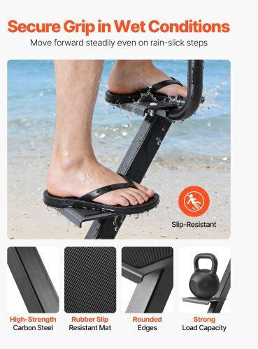 Vevor Boat Trailer Steps 3-step Heavy-duty Boat Trailer Steps Handle Non-slip Surface 3 Mounting Angle Options Steel Ladder 76.2 X 76.2/76.2 X 127/101.6 X 101.6 Mm Frame Bottom Mounting