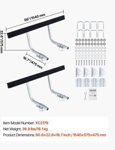 Vevor Boat Trailer Guides 425 Mm/475 Mm Height Adjustable Trailers Guide 2pcs Thickened Steel Trailer Guide-ons Thick Support Pads Fits L-beam Box C-channel Bunk-style Pontoon Trailers