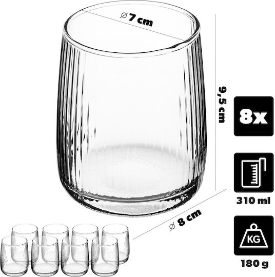 Kadax Set Pahare Apă Bere Cocktail Sticlă Portocalii 310ml 8 Bucăți