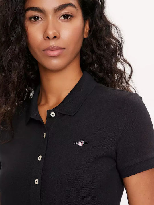 Damen Polo Bluse Kurzarm Schwarz