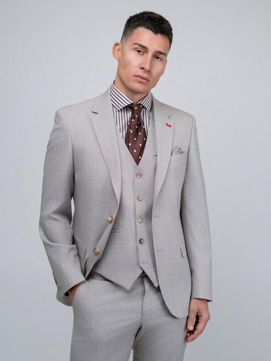 Summer Men's Suit with Slim Fit Taupe