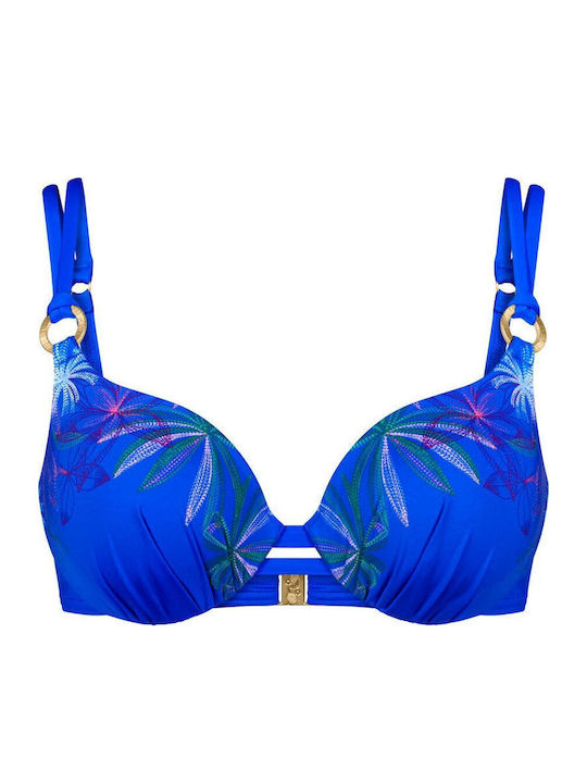Sommer Set Bikini Brasil Blumen Blau