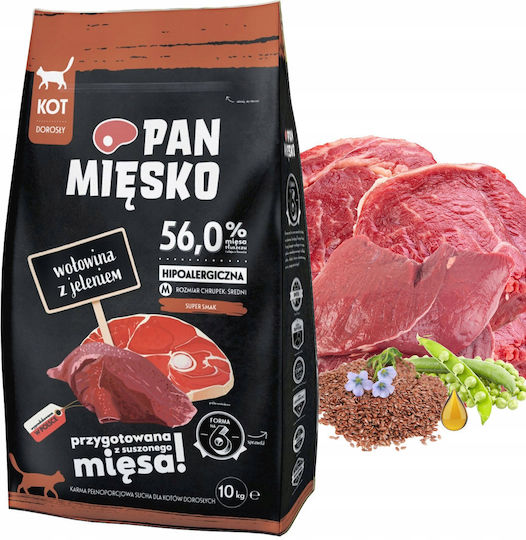 10kg Dry Food for Adult Dogs with Beef and Deer