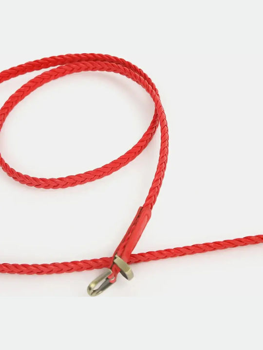 Thin Braided Belt One Size Red