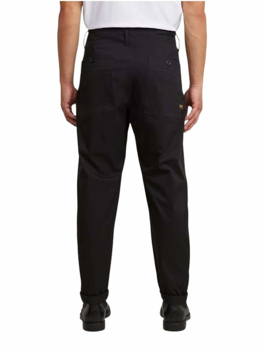 Pleated Παντελόνι Chino σε Relaxed Εφαρμογή Μαύρο