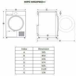 Heinner HHPD-M9G5PBKD++ Wäschetrockner 9kg mit Wärmepumpe