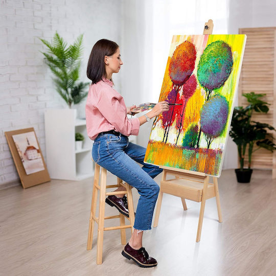Kurtzy Sevalet Pentru Pictură Lemn De Fag Înălțime Reglabilă Până La 190 Cm Sertar De Depozitare Pentru Pânze Până La 90 Cm Maro