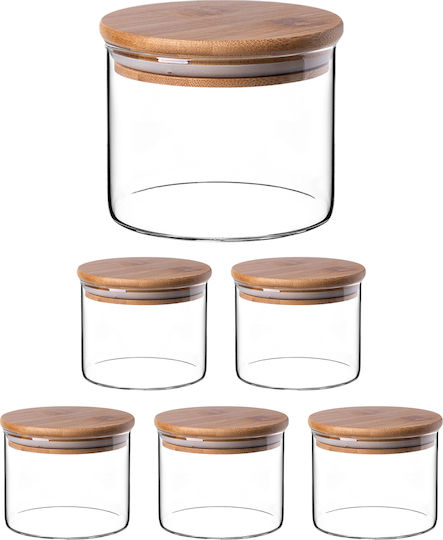 Kadax Set of 6 Glass Cereal Jars with Lid Transparent 550ml 6 Pieces
