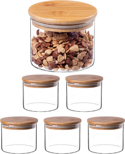 Kadax Set of 6 Glass Cereal Jars with Lid Transparent 550ml 6 Pieces