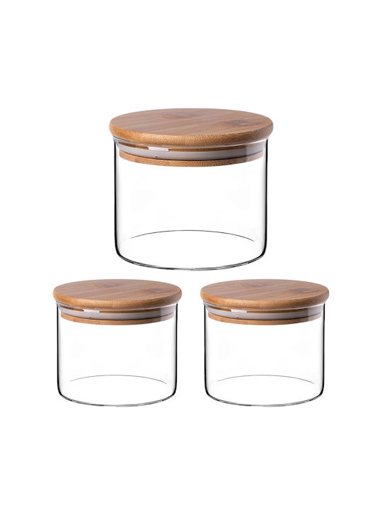 Kadax Set 3 Stück Getreidegläser mit Deckel Glas Transparent 550ml