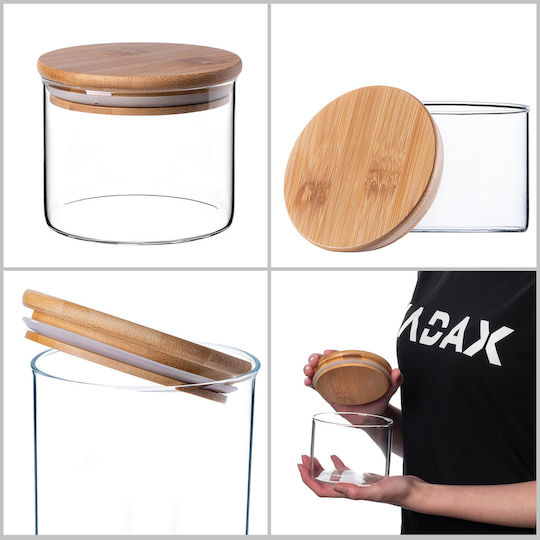 Kadax Set of 3 Glass Transparent Cereal Jars with Lid 550ml 3 Pieces