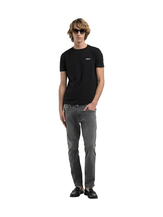 Anbass Ανδρικό Παντελόνι Τζιν Ελαστικό με Skinny Εφαρμογή Γκρι