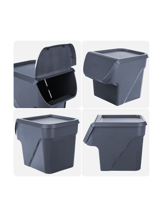Kadax General Use Vase with Plastic Grey Lid 26.5x26x33cm 1 Pieces