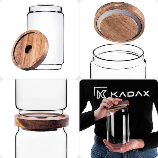 Kadax Βάζο για Ζυμαρικών / Τσάι / Ζάχαρη / Δημητριακών / Καφέ με Καπάκι Γυάλινο Διάφανο 750ml