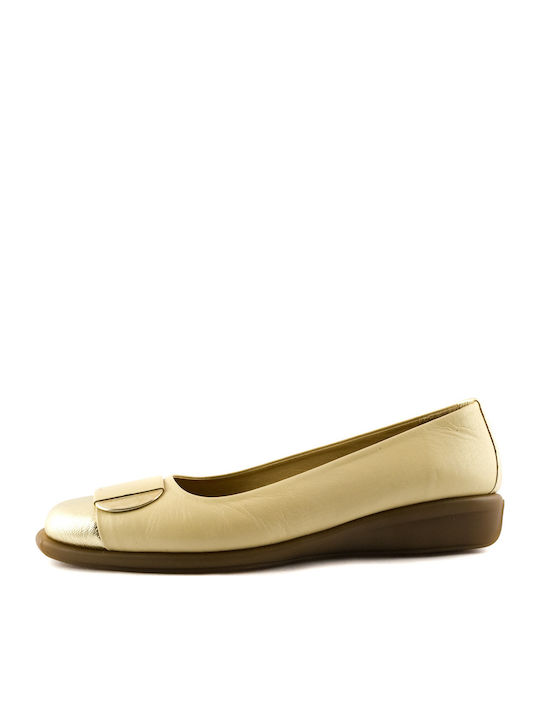 Leather Women's Ballerina Shoes in Beige Colour
