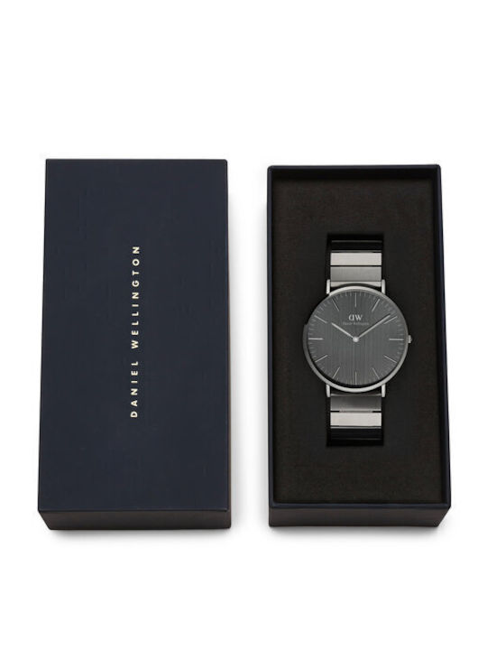 Daniel Wellington Ανδρικό Ρολόι Μπαταρίας με Μαύρο Μεταλλικό Μπρασελέ