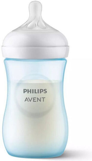 Philips Set Biberoane din Plastic Natural Anti-colici cu Tetină din Silicon pentru 1+ Luni Albastre 260ml