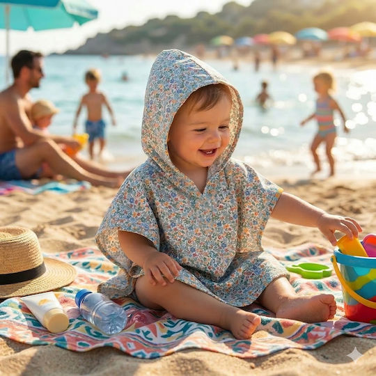 Walking Mum Kinder Strandponcho Microfiber Handtuch SPF 50+ Blumen Floral 9-24 Monate 1120800782