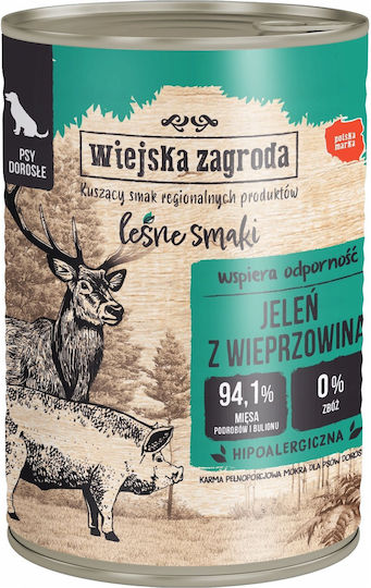 Wiejska Zagroda Hrana Umedă Pentru Câini Arome De Pădure Cerb Carne De Porc Adulți 800g